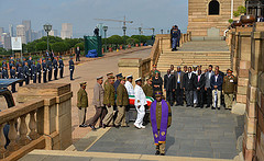 The coffin narriving at the Union Buildings on 11 December 2013