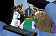 President Mandela's coffin arriving at the Union Buildings