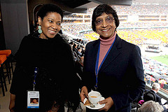 Former Deputy President and current Executive Director of UN Women Phumzile Mlambo-Ncguka with UN High Commissioner for Human Rights Navi Pilllay