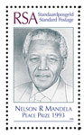 Stamp commemorating Nelson Mandela being awarded the Nobel Peace price